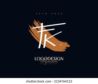 Initial F and K Logo Design with Elegant and Minimalist Handwriting Style. FK Signature Logo or Symbol for Wedding, Fashion, Jewelry, Boutique, and Business Identity