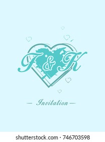 Initial F & K wedding invitation logo template vector