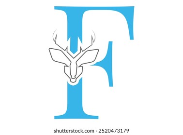 initial F  latter with Head vector logo design wild animal with horns quality stylish luxury,