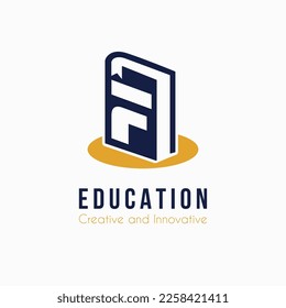 Initial F Letter with Book Icon for E Book, Library, Education, Bookstore Business Logo Idea Template