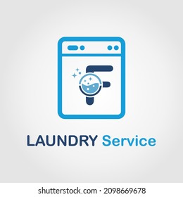 Initial F Letter with Bubble and shiny icon on the Laundry Machine for Laundry, Cloth Cleaning Washing Service Simple Minimalist Logo Template Idea