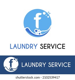 Initial F Letter with Bubble Splash Shine for Laundromat, Washing, Cleaning Service, housework, maid, Business logo idea