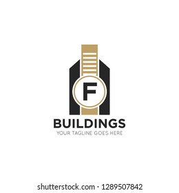 initial f letter building logo vector illustration design template