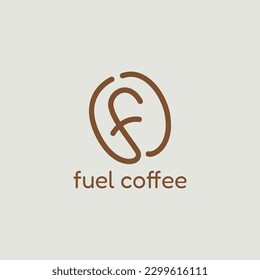 Initial F letter with Coffee Bean Icon. Coffee Logo for Shop, Restaurant, Cafe, Beverage Business Simple and modern Logo Template Idea