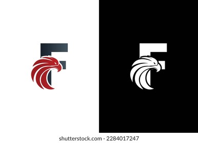 Initial F Letter Eagle Logo Icon with Creative Eagle Head. Letter F Eagle Logo Vector Illustration Design