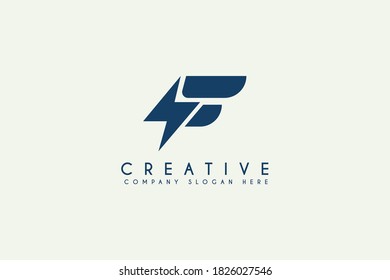 Letra F inicial con ilustración vectorial de diseño de logotipo eléctrico