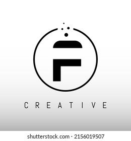 Initial F Letter Logo Design Vector Template. F Letter Design Vector with Dots.