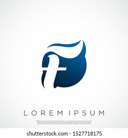 Initial F Letter Logo Monogram Rounded Shape Vector Template.