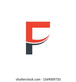 Initial F Letter Logo with wave. F Letter Creative Modern Alphabet Logo Vector Template. Business Letter Logo with Red & Black.