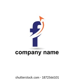 Initial f letter modern logo with arrow plane for logistic, travel, start up template brand
