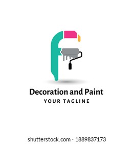 Initial F letter for painting, renovation, repair, decoration service company logo vector concept