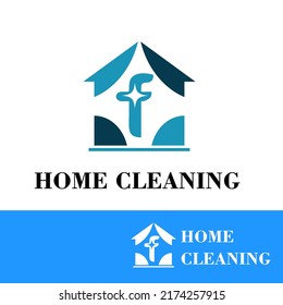 Initial f letter with sparkle and house icon for simple modern home cleaning service business logo concept