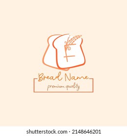 Initial F letter with wheat grain and white bread. Perfect for Bakery, Bread, Cake, Cafe, Pastry, Healthy Food, Cafetarian, Home Industries Business Logo Vector Idea.