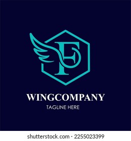 Letra F inicial con Wing Bird en línea plantilla de ideas de logotipo de estilo Art