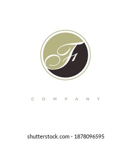 initial F logo with circle symbol
