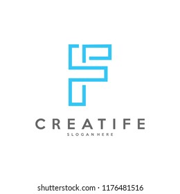 Initial F logo concepts template vector