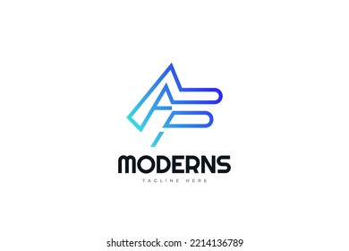 Initial A and F Logo Design with Abstract and Minimalist Concept. AF Logo with Line Style in Blue Gradient. Suitable for Business or Technology Logo