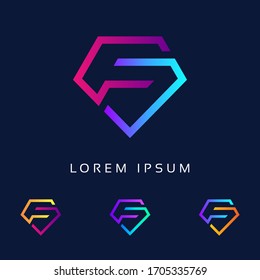 Diseño inicial del logotipo F, letra F Business y forma de diamante de plantilla de icono profesional de finanzas.
