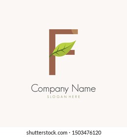 Initial F logo design with nature flat style