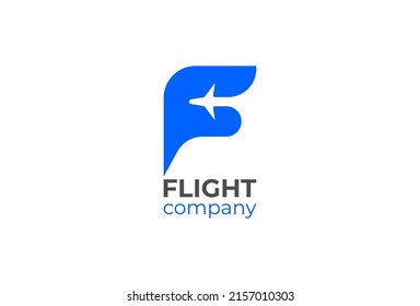 Logotipo inicial de F, letra F con combinación de plano y ala, utilizable para el negocio de la aviación y los logotipos de la empresa