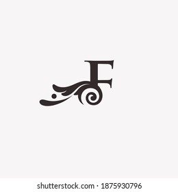 logotipo F inicial con adorno
