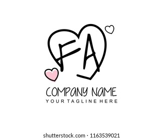 Initial F A with love logo template vecor