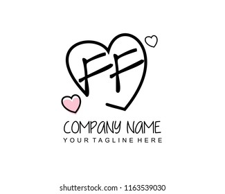 Initial F F with love logo template vecor