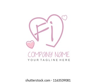 Initial F I with love logo template vecor