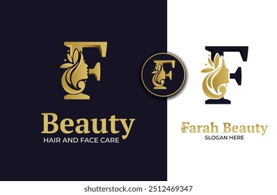 inicial F beleza de luxo rosto mulher com coroa logotipo design vetor inspiração. 