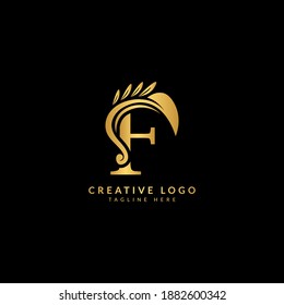 Logotipo inicial de lujo F con ornamento floreciente. Tipografía para el logotipo de empresa y empresa.