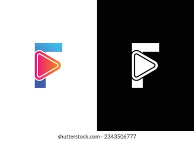 Initial F Media Logo, letter F with Play button, Usable for Brand and company Logos, Flat Design Logo Template, vector illustration