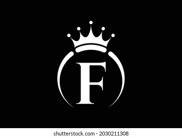 Initial F monogram alphabet with a crown. Royal, King, queen luxury symbol. Font emblem. Modern luxury brand element sign. Vector illustration.