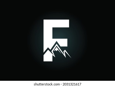 Initial F monogram alphabet with the mountain peak. Mountain Logo sign symbol. Font emblem. Modern vector logo for the business, and company identity
