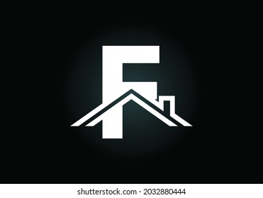 Initial F monogram alphabet with the roof. Home or house sign. Real estate logo concept. Font emblem. Modern vector logo for Real estate business and company identity.