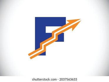 Initial F monogram alphabet symbol design incorporated with the arrow. Financial or success logo concept. Font emblem. Logo for business and company identity