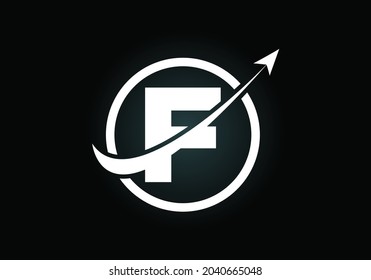 Initial F-Monogramm-Alphabet-Symbol-Design, integriert mit dem Pfeil. Logo-Konzept für Finanzen oder Erfolg. Schriftemblem. Logo für Rechnungslegung und Unternehmensidentität