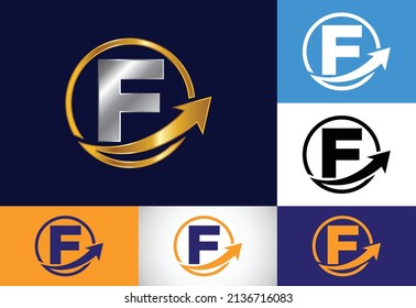 Initial F monogram alphabet symbol design incorporated with the arrow. Financial or success logo concept. Font emblem. Logo for business and company identity
