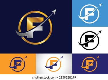 Initial F monogram alphabet symbol design incorporated with the arrow. Financial or success logo concept. Font emblem. Logo for accounting business and company identity
