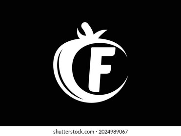 Initial F monogram alphabet with tomato. Tomato logo design template. Font emblem. Modern vector logo for organic food business, and company identity