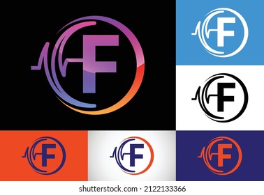Monograma inicial de F con pulso de salud. Diseño del logotipo Heartbeat. Logo para negocios médicos o de salud