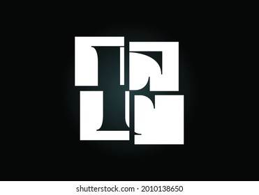 Alfabeto inicial de F monograma hecho de cuatro cuadrados. emblema de letra. Señal del alfabeto del rompecabezas rota. Diseño de logotipo vectorial moderno para empresas e identidad de la empresa.