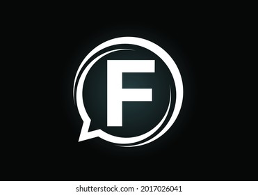 Anfangs-F-Monogramm-Buchstabenalphabet mit einem Blaschatsymbol. Talking, chatten Logo Konzept. Modernes Logo-Design für ein Beratungsunternehmen und Firmenidentität.