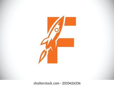 Initial F monogram letter alphabet with a Rocket logo design. Rocket icon. Font emblem. Modern vector logo for business and company identity.