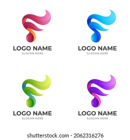 initial F music logo design, initial F and music, combination logo with 3d colorful style