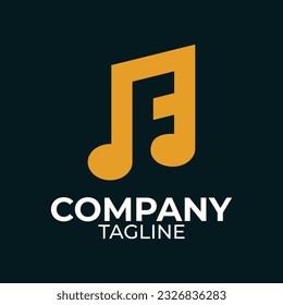 Initial F Music Note Logo Design Icon Vector Graphic Illustration