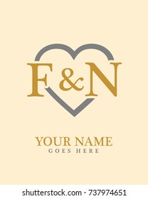 Initial F & N with love background logo template vector