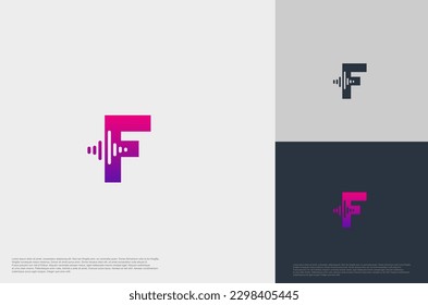 Initial F with negative beat voice equalizer icon template flat style Modern creative logo template
