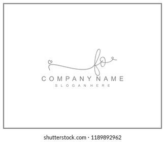 Initial F O handwriting logo template vector