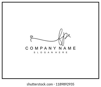Initial F P handwriting logo template vector