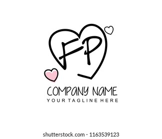 Initial F P with love logo template vecor